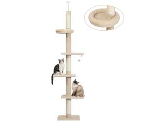 PAWZ Road Cat Tree Tour à 5 niveaux pour chats du sol au plafond, hauteur réglable, lit confortable, boule suspendue pour chats d'intérieur / chaton