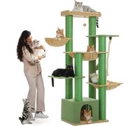 PAWZ Road Grand arbre à chat avec hamacs, griffoirs et niche vert - 170 cm