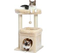 PAWZ Road Grand arbre à chat - Griffoir pour chats en forme de cactus, hauteur réglable (229-275 cm), 5 étages avec hamac confortable, plateformes et balles suspendues - Beige
