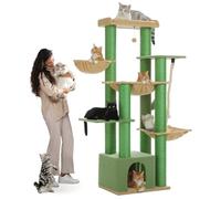 PAWZ Road Grand Arbre à Chat Hauteur 169 cm，Multi-Niveaux avec Poteaux XXL 11 cm en Sisal, Corde à Griffer Épaisse, Condos Spacieux, Hamac Robuste et Grand Perchoir, Vert