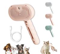 Pawzium Pets, Pawzium Pets 3-In-1 Steam Brush, Steamglide Pet Grooming Comb, for Dogs and Cats, Remove Tangled & Loose Hairs (Pink)
