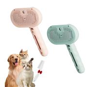 Pawzium Pets, Self-Cleaning Spray Cat Brush for Shedding, 3 in 1 Pet Steam Brush for Cat Dog Long Short Haired, Water Mist Hair Removal Comb, for Dogs and Cats, Remove Tangled (Green+Pink)