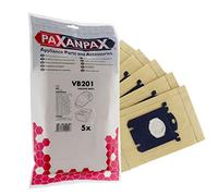 Paxanpax VB201 Lot de 5 Sacs en Papier compatibles avec Electrolux, AEG, Philips, Tornado, Volta E200 Marron