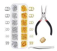 Paxcoo Lot de 1200 anneaux et fermoirs mousquetons - Pour la fabrication de bijoux - Pince incluse - Dorés et argentés