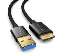 PAXO 0,3m nylon USB MICRO câble disque dur USB 3.2 Gen2, 10Gbit/s, câble USB HDD, câble de données, câble de charge noir, USB A mâle vers Micro B mâle