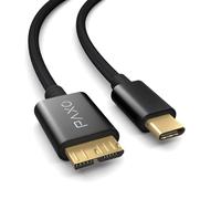 PAXO 1m de câble nylon USB C-MICRO USB 3.2 Gen2 pour disque dur, 10Gbit/s, câble USB HDD, câble de données, câble de charge noir, USB C mâle vers Micro B mâle