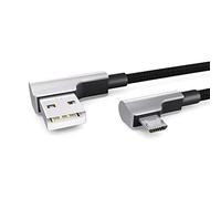 PAXO Câble Micro USB de 0,3 m en nylon noir, connecteur coudé à 90 degrés, USB vers câble de charge micro USB, câble de données, câble de charge, USB 2.0
