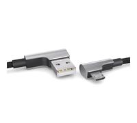 PAXO Câble micro USB de 2m en nylon noir, connecteur coudé à 90 degrés, USB vers câble de charge micro USB, câble de données, câble de charge, USB 2.0