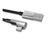 PAXO Câble micro USB en nylon de 2 m, connecteur à angle de 90 degrés, câble de charge USB à micro USB, câble de données, câble de charge, USB 2.0