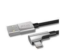 PAXO Câble micro USB en nylon de 2 m, noir, prise coudée à 90 degrés, câble USB vers micro USB, câble de chargement, câble de données, USB 2.0