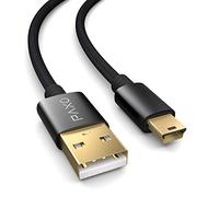 PAXO Câble mini USB de 3m - Nylon tressé pour une durabilité accrue | USB A vers mini B mâle | Câble de données et de charge pour appareil photo, GPS et autres, noir