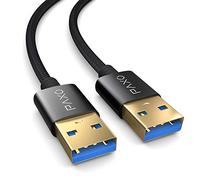 PAXO Câble USB 3.1 (USB 3.0) 1m Nylon mâle A vers mâle A, câble spécial, câble de connexion USB noir, fiche dorée