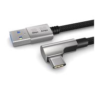 PAXO Câble USB A vers USB C de 0,5 m, 10 Gbit/s, connecteur coudé à 90°, 3A, USB 3.2 Gen2, câble de charge et de données USB type C, noir