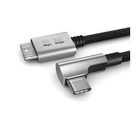 PAXO Câble USB C vers Micro-B 0,5m 10Gbps, connecteur coudé 90°, USB 3.2, câble pour disque dur, câble USB HDD, SSD, NVME, noir