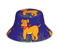 PAYDYLONA Chapeau bob réfléchissant imprimé de veau de dessin animé - Chapeau de soleil de plage pour protection UV, plein air, été, voyage, pêche, Chien de dessin animé langue crachée, taille unique