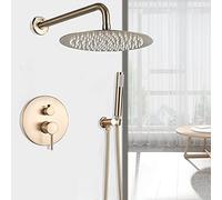 Paye de douche brossé Golden Down Faucet Murd Motmed 8/10/12/16 pouces Big Rain Shower Head Fouchette de douche de douche avec douche à main, ensemble de douche de 10 pouces, ensemble de douche de 10