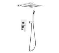 Paye de douche de pluie 10 pouces grandes pommes de douche pluviométriques avec combo de pulvérisation à main, robinet de douche mural mural remplacement parfait pour votre salle de bain LWX