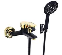 Paye de Douche - Robinette de Baignoire-PE Robinet de Baignoire à poignée Unique Black Tap à Robinet Mural Robinet de Remplissage de Baignoire avec Pomme de Douche à Main, Type A (Type B)