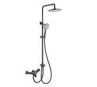 Paye de Douche - Système de Douche-épi avec Robinet de mélangeur, kit de Colonne de Douche en Laiton Gris avec Remplissage de Bain en Cascade, Pomme de Douche de 10" Douche à Main, robinets de
