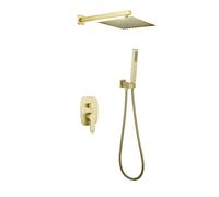 Paye de Douche - Système de Robinet de Douche-épi Set Système de Douche de Boucles murales murales en Laiton en Laiton avec 10-12 "Pluie Square Head Salle de Salle de Bain Kit de Douche de Salle