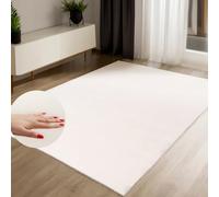 paye Tapis à poils courts Blanc crème 200 x 280 cm Lavable doux Antidérapant Salon Chambre à coucher Aspect fourrure Facile d'entretien Tissu plat moderne élégant Uni