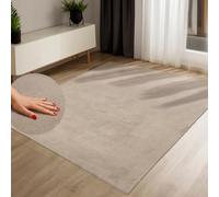 payé Tapis à poils courts taupe, 160 x 220 cm, lavable, doux, antidérapant, pour salon, chambre à coucher, aspect fourrure, facile d'entretien, tissu plat, moderne, élégant, uni