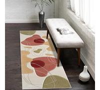 payé Tapis de couloir à poils courts - Beige - Multicolore - 80 x 150 cm - Design bohème abstrait moderne et scandinave - Tapis de chambre à coucher