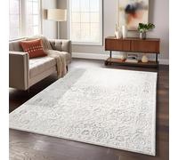 payé Tapis de salon, 120 x 170 cm, crème, structure profonde, à poils plats, motif organisé, style bohème