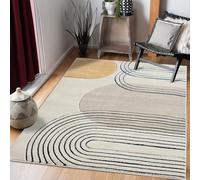 payé Tapis de salon, à poils courts, beige, 140 x 200 cm, style bohème, géométrique, moderne, scandinave, chambre à coucher