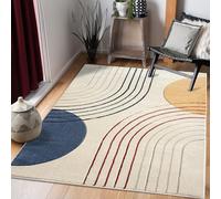 payé Tapis de salon, à poils courts, beige, multicolore, 140 x 200 cm, motif bohème abstrait, moderne, scandinave, chambre à coucher