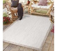 payé Tapis d'extérieur résistant aux intempéries - 200 x 290 cm - Beige blanc - Bordure - Tapis pour terrasse, balcon, jardin, intérieur