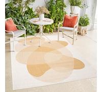 payé Tapis d'intérieur et d'extérieur - Jaune ocre crème - 80 x 150 cm - Tapis réversible - Motif abstrait - Résistant aux intempéries - Pour balcon, terrasse, intérieur salon cuisine