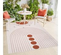 payé Tapis d'intérieur et d'extérieur - Rouge crème - 160 x 230 cm - Réversible - Motif Cercle - Résistant aux intempéries - pour Balcon, terrasse - Tapis d'intérieur Salon Cuisine