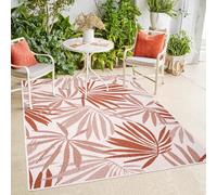 payé Tapis d'intérieur et d'extérieur - Rouge crème - 200 x 290 cm - Réversible - Motif Floral - Résistant aux intempéries - pour Balcon, terrasse - Tapis d'intérieur Salon Cuisine