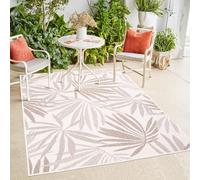 Payé Tapis intérieur/extérieur beige crème 120x170 cm reversible motif floral résistant intempéries balcon/terrasse/salon/cuisine