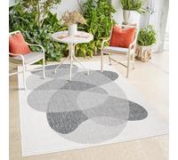 Payé Tapis Intérieur/Extérieur - Gris Crème - 80 x 150 cm - Réversible - Abstrait - Résistant aux Intempéries - Pour Balcon, Terrasse - Salon, Cuisine