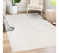 payé Tapis Läufer Hochflor Shaggy - 80x300cm Läufer - Crème Uni Salon Uni Flauschig Moderne Boho Décoration Tapis Doux Chambre à Coucher