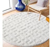 payé Tapis rond - 200 x 200 cm - Poils longs - Boho - Crème pastel gris - Uni - Motif géo moderne - Scandinave moelleux doux - Décoration de chambre à coucher