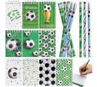 PAYFULLY Lot de 22 petits carnets de notes de football, avec 10 blocs et 12 crayons, mini carnet de notes de football, pour fêtes de football, anniversaires d'enfants et idées cadeaux