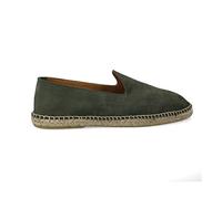 PAYMA - Espadrilles en Cuir Daim Jute pour Hommes. Chaussons d'été Flexibles. Sandales Mocassins en Suede. Coleur: Kaki Lisse, Taille: EU 40