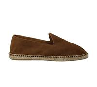 PAYMA - Espadrilles en Cuir Daim Jute pour Hommes. Chaussons d'été Flexibles. Sandales Mocassins en Suede. Coleur: Marron Lisse, Taille: EU 41