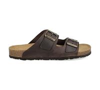 PAYMA - Sandales en Cuir pour Homme Femme Unisex. Deux Boucles. Bout Ouvert. Tongs Confortables. Bio Semelle Anatomique. Couleur: Marron. Taille: UE 46