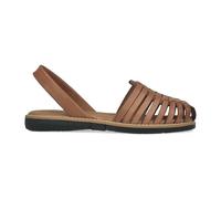 PAYMA - Sandales Menorquinas Avarcas Plates pour Femme. Espadrilles Menorcan d'Été. Article en Cuir de l'Espagne. Plante Rembourrée. Couleur: Marron Bandes, Taille: EU 36