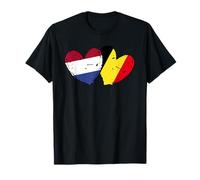 Pays-Bas Belgique Love Heart Dutch Belge Double Drapeau T-Shirt