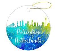 Pays-Bas-Rotterdam Artisanat Noël Pendentif avec Ruban Doré Décorations Décoration pour Intérieur Maison Fête 7.3Cm