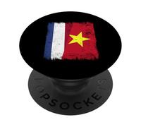 Pays-Bas Vietnam Demi Drapeau Histoire Vietnamienne Néerlandaise PopSockets PopGrip Adhésif
