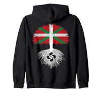 Pays Basque Arbre Racines Basques Lauburu Drapeau Ikurrina Sweat à Capuche