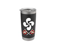 Pays Basque Drapeau Lauburu Symbole Euskal Herria Euskalduna Gobelet isotherme en acier inoxydable double paroi