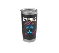 Pays de Chypre Chat portant des lunettes de soleil et fleurs Gobelet isotherme en acier inoxydable double paroi