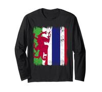 Pays de Galles Thaïlande Demi-Drapeau Racines thaïlandaises Manche Longue